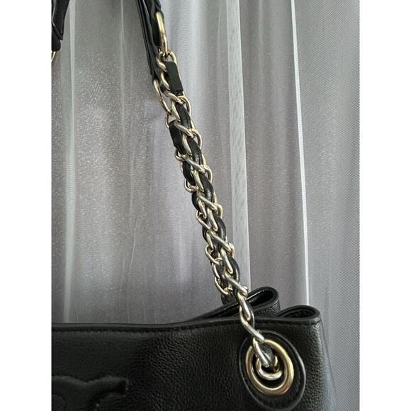 Tory Burch Thea Black Leather Slouchy Bridle Gold Chain Tote Shoulder Bag Purse - Picture 12 of 16